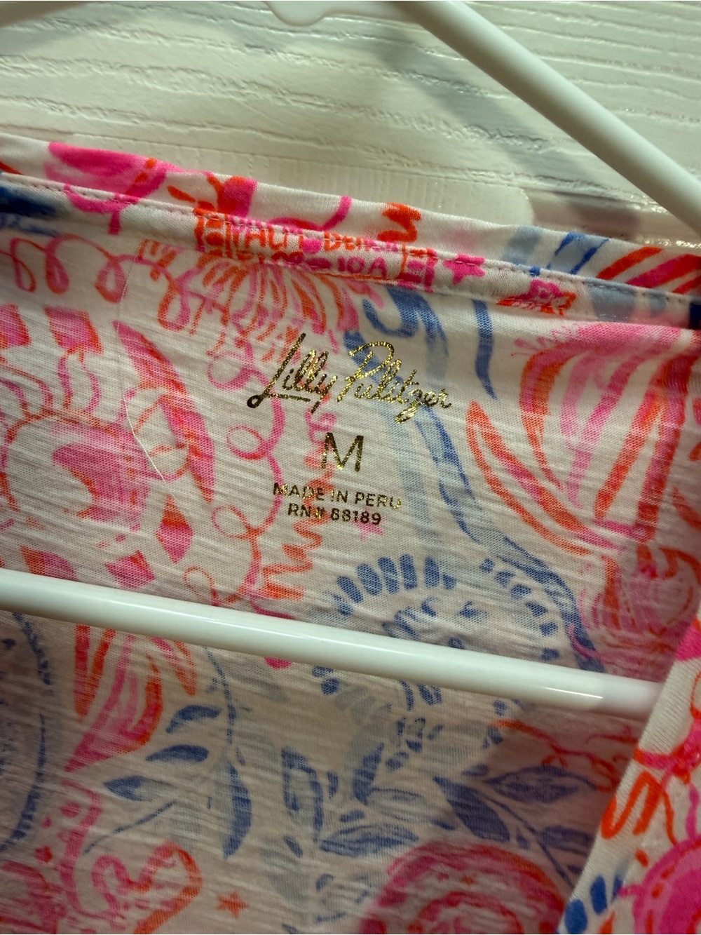 Lilly Pulitzer Short Sleeve Scoop Neck Top in Pink & Blue - Picture 2 of 3